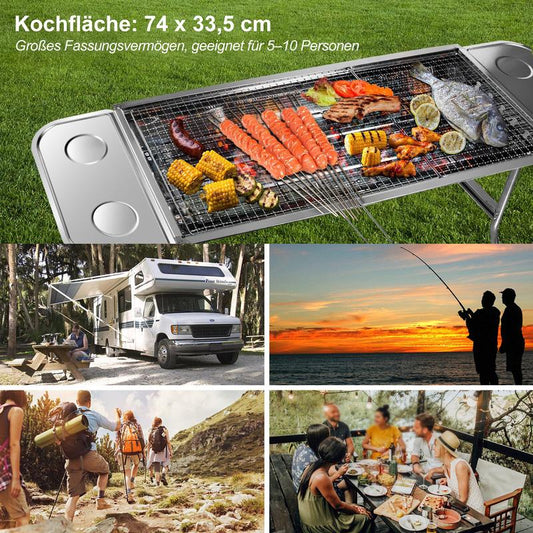 🟔 50% KORTING! 🍖 Opvouwbare buitenbarbecue van roestvrij staal – Compact, duurzaam en perfect voor kamperen, in de tuin en barbecuefeestjes 🏕️