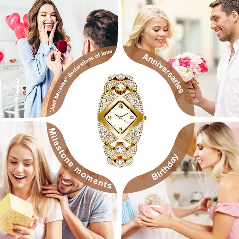 💜 Retro kwartshorloge met fonkelende steentjes⌚