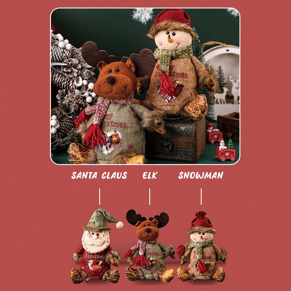 🎅 50% korting! Kerst cadeauzakken met rits – sneeuwman, kerstman & rendier design. 30×22 cm, duurzaam & herbruikbaar – perfect voor cadeaus & decoratie! ✨🎁