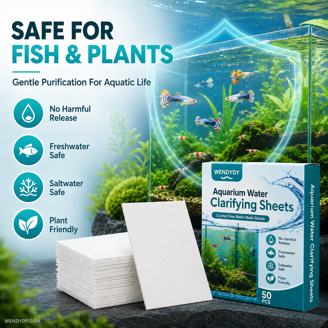 🐠 KOOP 1, KRIJG 1 GRATIS! ✨ AQUARIUM KLARIFICEERDE VELLEN - Kristalhelder water binnen 24 uur, verwijdert geuren en onzuiverheden, veilig voor alle vissen en planten 🌿🔮