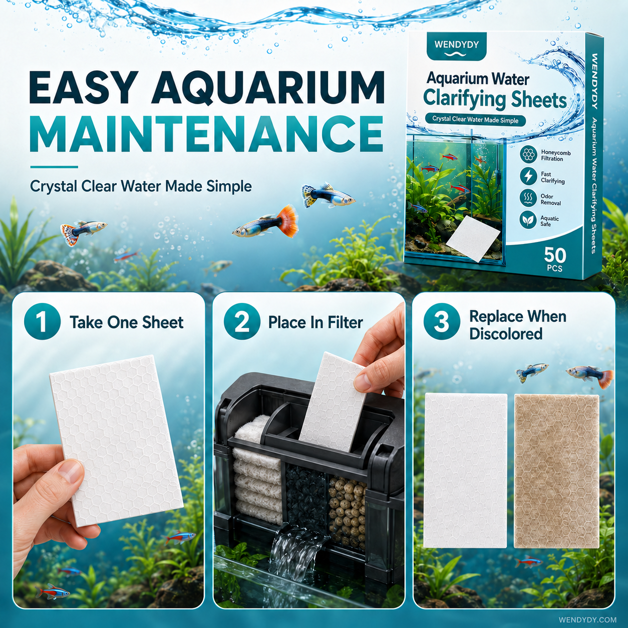 🐠 KOOP 1, KRIJG 1 GRATIS! ✨ AQUARIUM KLARIFICEERDE VELLEN - Kristalhelder water binnen 24 uur, verwijdert geuren en onzuiverheden, veilig voor alle vissen en planten 🌿🔮