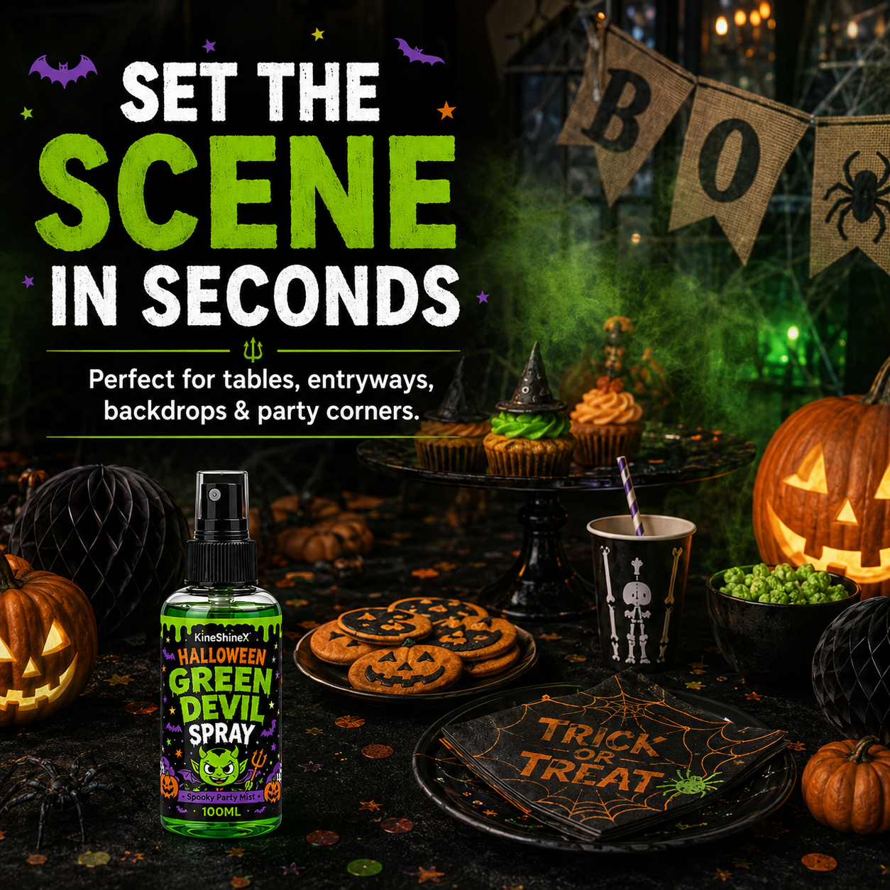 👾 50% korting! Groene demon mistspray – creëert griezelige sfeer in 1 minuut. Perfect voor Halloween feestjes & decoratie! 🎃💨