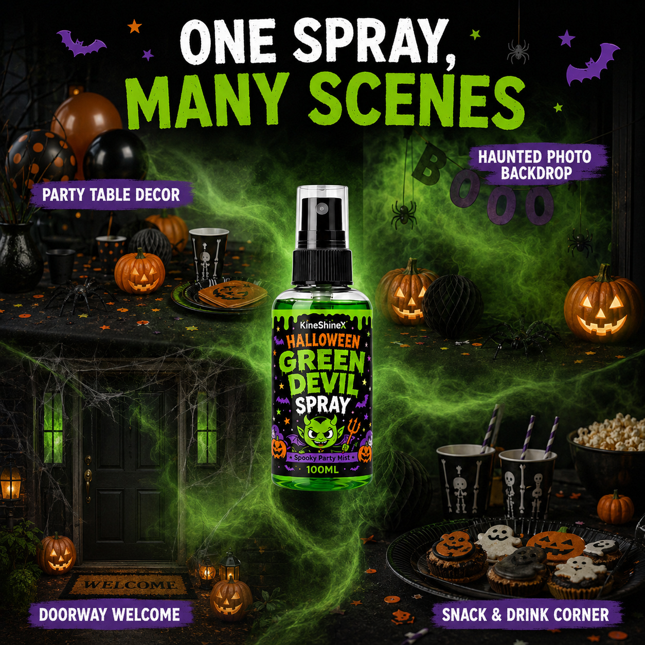 👾 50% korting! Groene demon mistspray – creëert griezelige sfeer in 1 minuut. Perfect voor Halloween feestjes & decoratie! 🎃💨