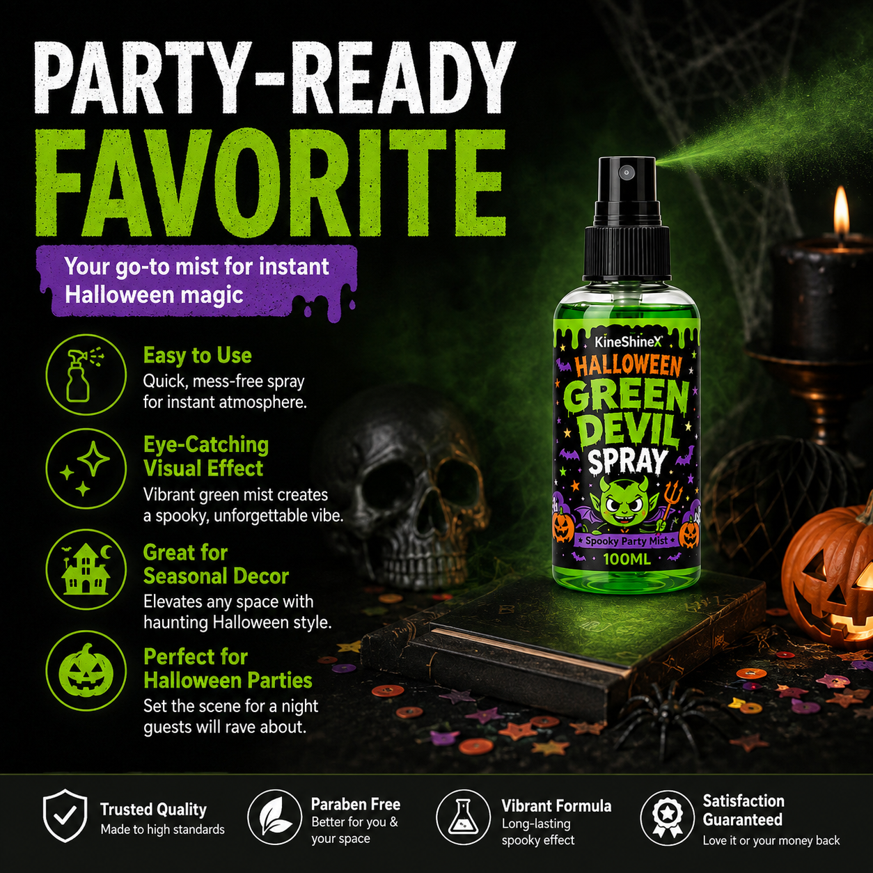👾 50% korting! Groene demon mistspray – creëert griezelige sfeer in 1 minuut. Perfect voor Halloween feestjes & decoratie! 🎃💨