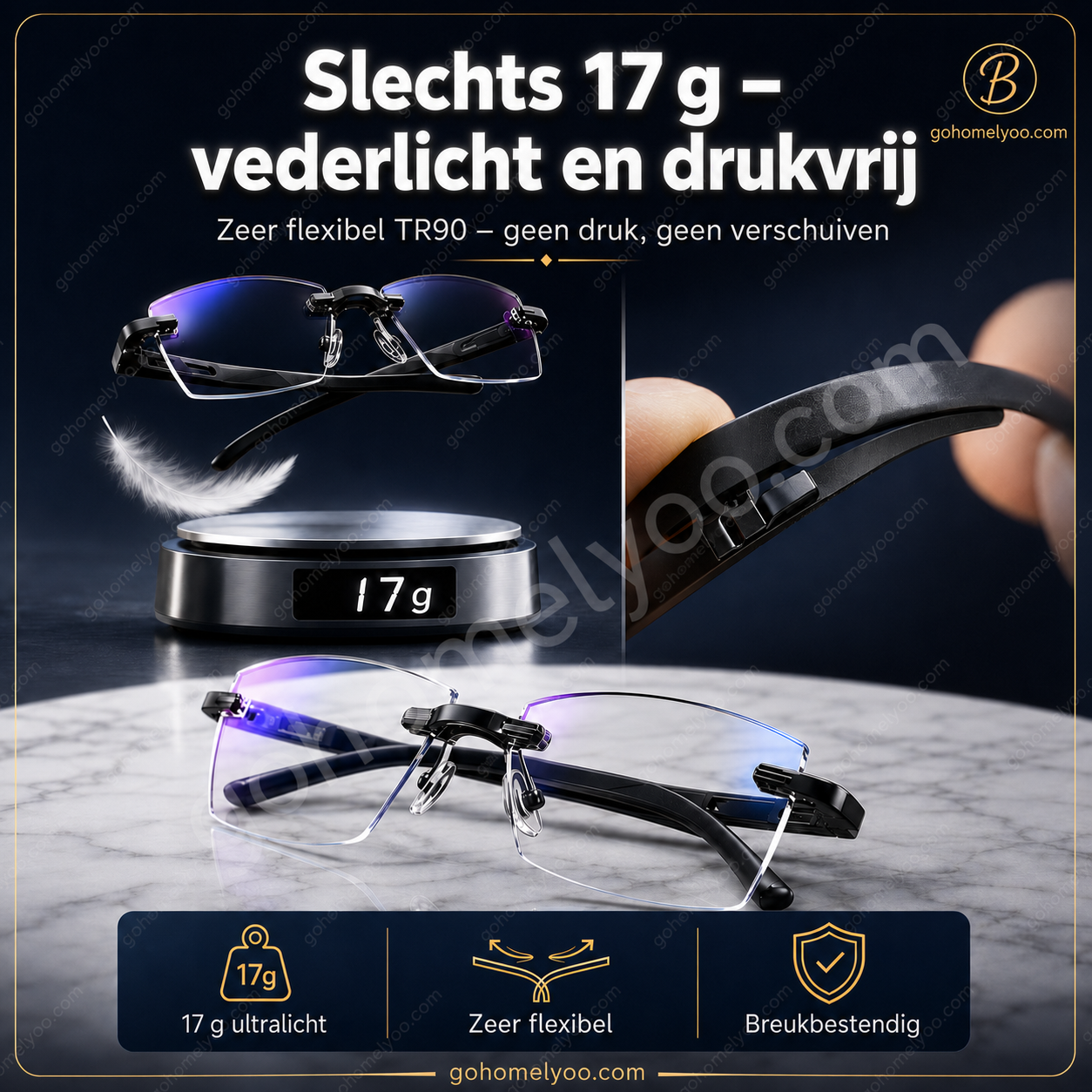 👓StuksKaderloze, ultralichte leesbril met diamantslijping✈️Tijdelijke aanbieding: 1 kopen, 1 gratis🎁｜Totaal 2｜