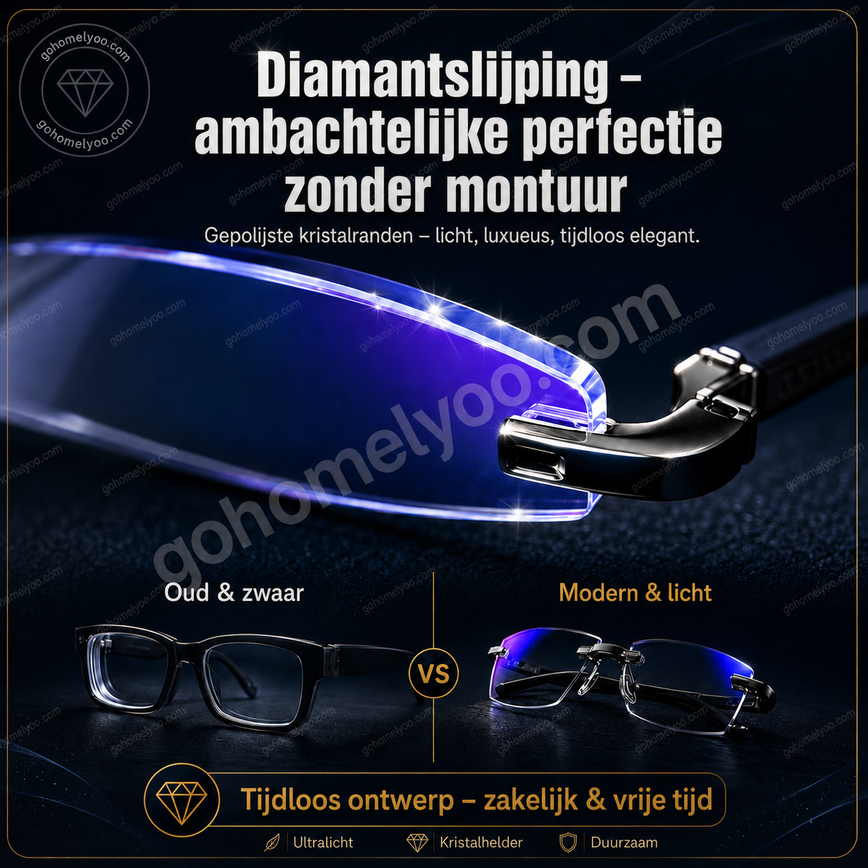 👓StuksKaderloze, ultralichte leesbril met diamantslijping✈️Tijdelijke aanbieding: 1 kopen, 1 gratis🎁｜Totaal 2｜