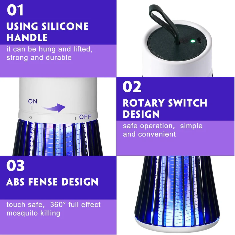 ⏳ Tijdelijk 50% korting! 💥USB muggenlamp met UV-licht - Stille insectenval en muggenverjager voor in huis