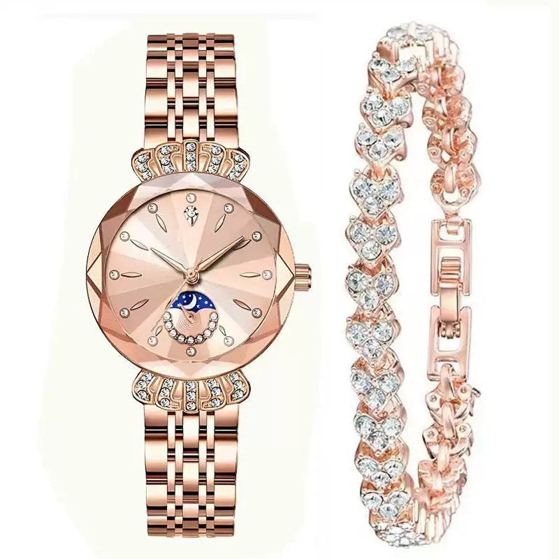 🎀60% KORTING Nieuwjaarsuitverkoop🎀 Modieuze Diamant Maan en Ster Horloge voor Dames