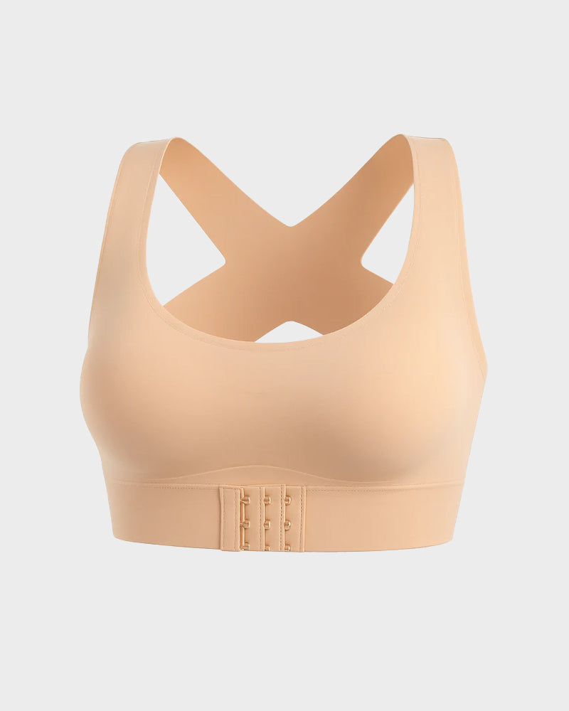 ⚡ 50% korting! Beugelvrije beha met gekruiste rugbandjes & voorste sluiting. Corrigeert houding, biedt comfort & ondersteuning. 🩰💕