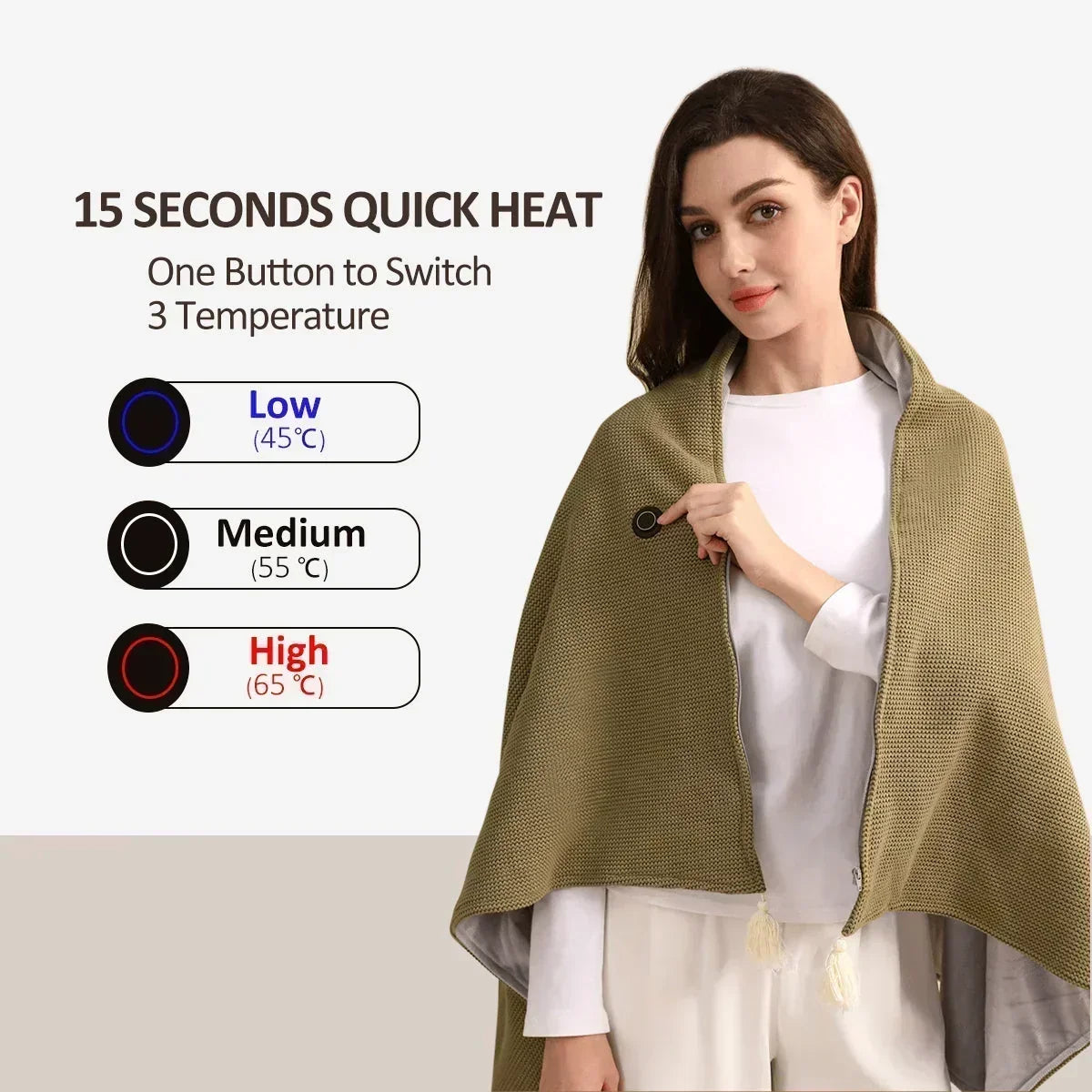 ☁️ 50% korting! Draagbare elektrische verwarmde deken – 15 seconden warm, 3 temperaturen, USB-aansluiting & wasbaar. Multifunctioneel als sjaal, knie- of voetwarmer! ✨🔥