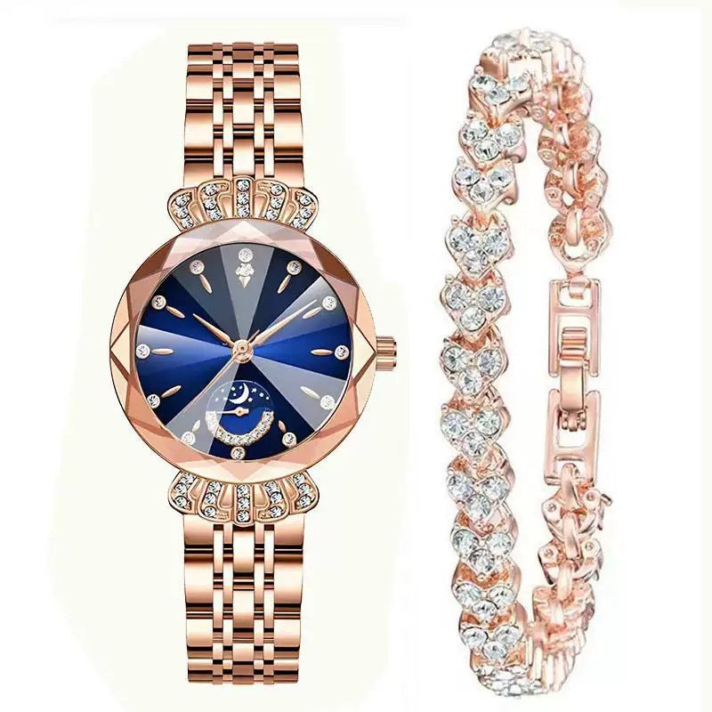🎀60% KORTING Nieuwjaarsuitverkoop🎀 Modieuze Diamant Maan en Ster Horloge voor Dames