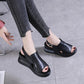Wedges voor dames, sandalen, effen kleur, open teen, hoge hakken