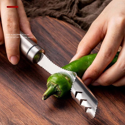 🌶️ 50% korting! RVS paprika-ontkerner – gekartelde snijrand, draai & trek de kern eruit. Ook voor andere stevige groenten – 22 cm, eenvoudig schoon te maken! ✨🔪