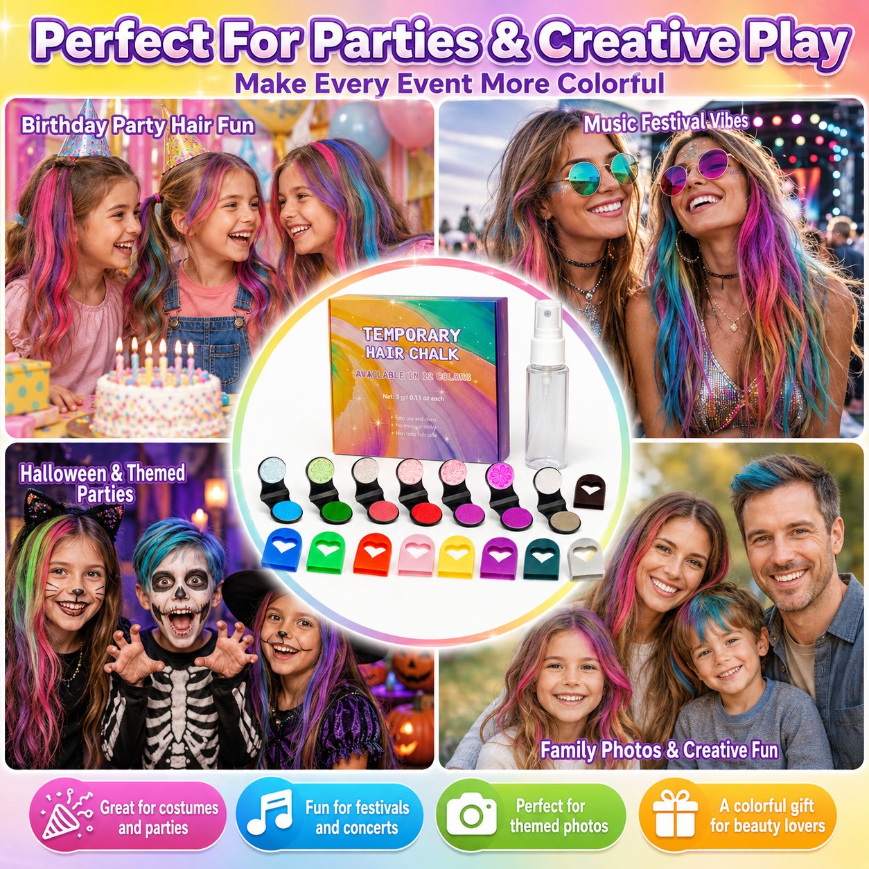 🌈 50% korting! 12-kleuren haarkrijt set – tijdelijke kleur, wasbaar & eenvoudig aan te brengen. Perfect voor feesten & festivals! 🎨✨
