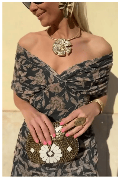 🎁 Hot Sale 50% Korting 🔥Dames Off-the-shoulder V-hals Gedrukte Jurk