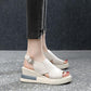 Wedges voor dames, sandalen, effen kleur, open teen, hoge hakken