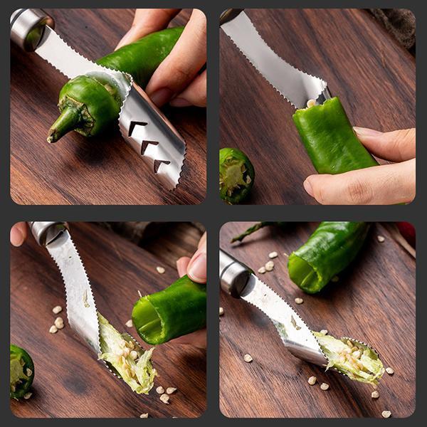 🌶️ 50% korting! RVS paprika-ontkerner – gekartelde snijrand, draai & trek de kern eruit. Ook voor andere stevige groenten – 22 cm, eenvoudig schoon te maken! ✨🔪