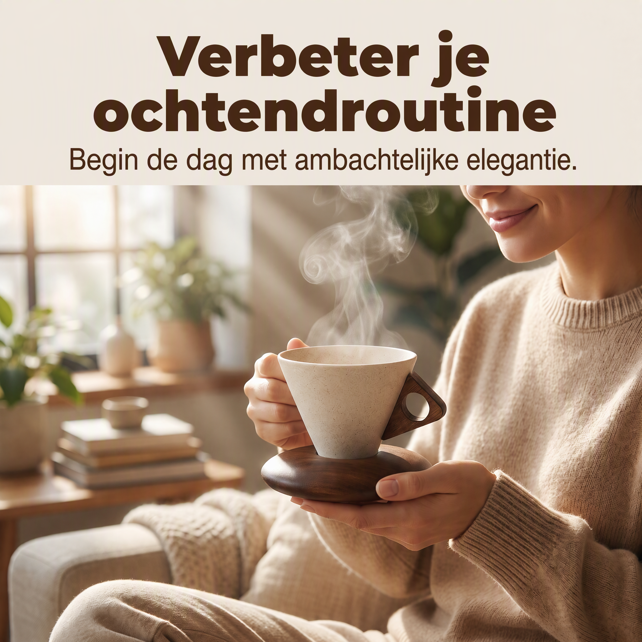 ☕ 50% Nieuwjaarskorting! Vintage koffiemok met houten handvat & schotel – stevig, uniek & perfect voor thuis of kantoor! 🎁✨