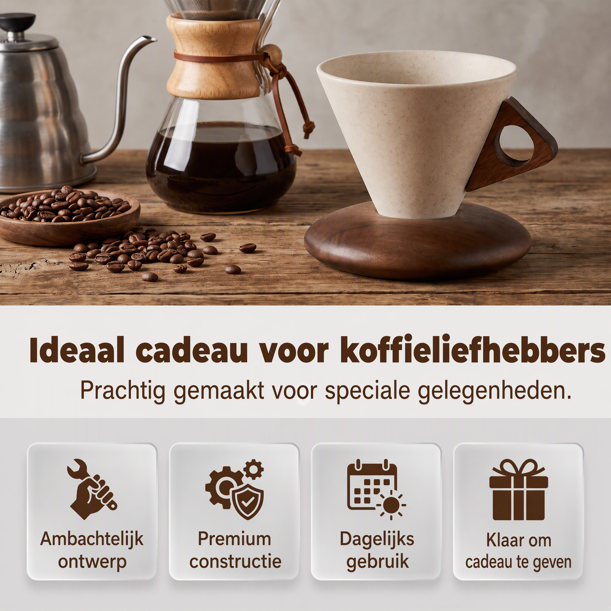 ☕ 50% Nieuwjaarskorting! Vintage koffiemok met houten handvat & schotel – stevig, uniek & perfect voor thuis of kantoor! 🎁✨