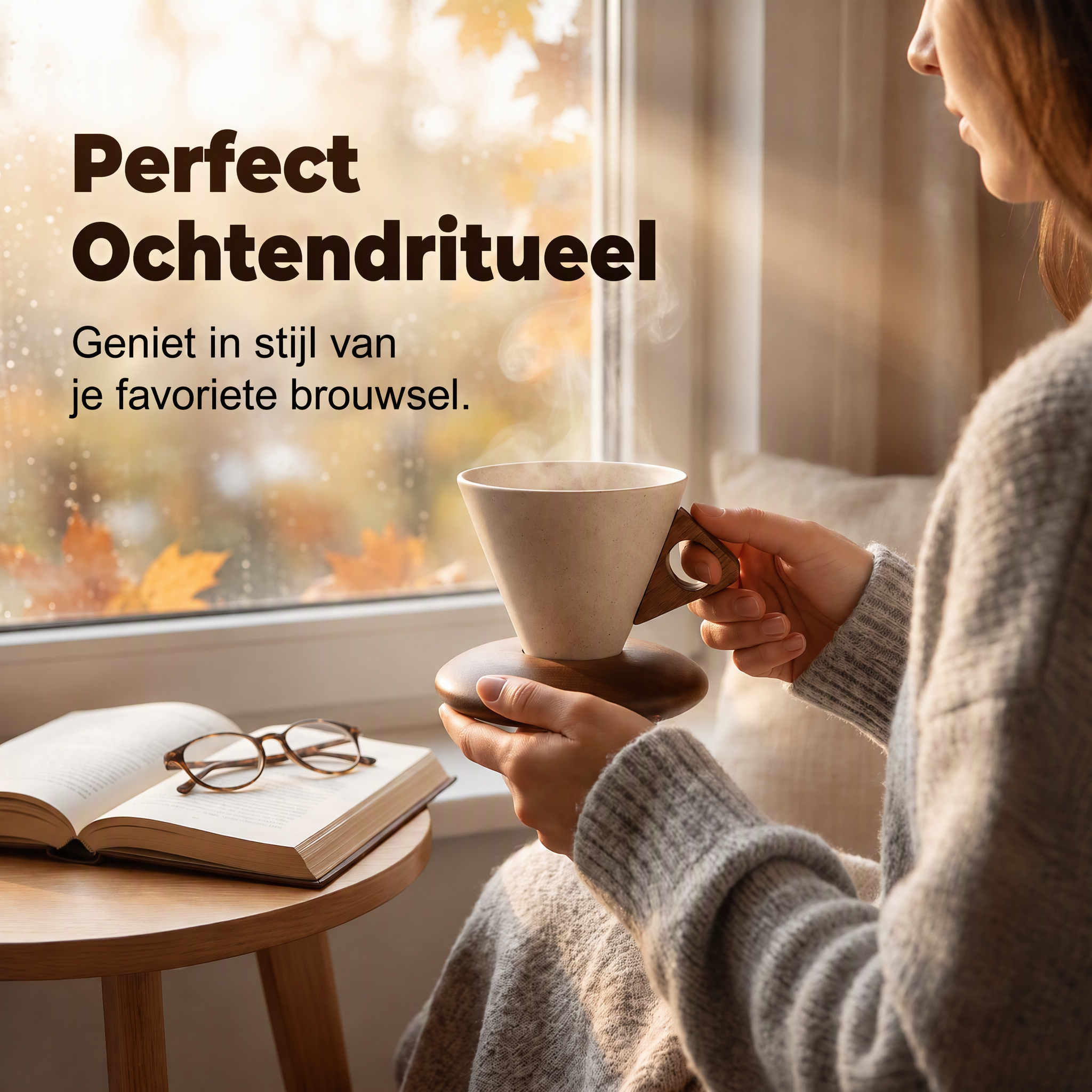 ☕ 50% Nieuwjaarskorting! Vintage koffiemok met houten handvat & schotel – stevig, uniek & perfect voor thuis of kantoor! 🎁✨