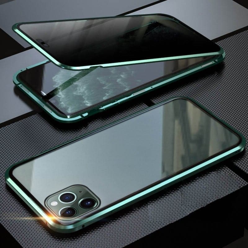 Magnetisch iPhone-hoesje met anti-spiegelglas en metaal
