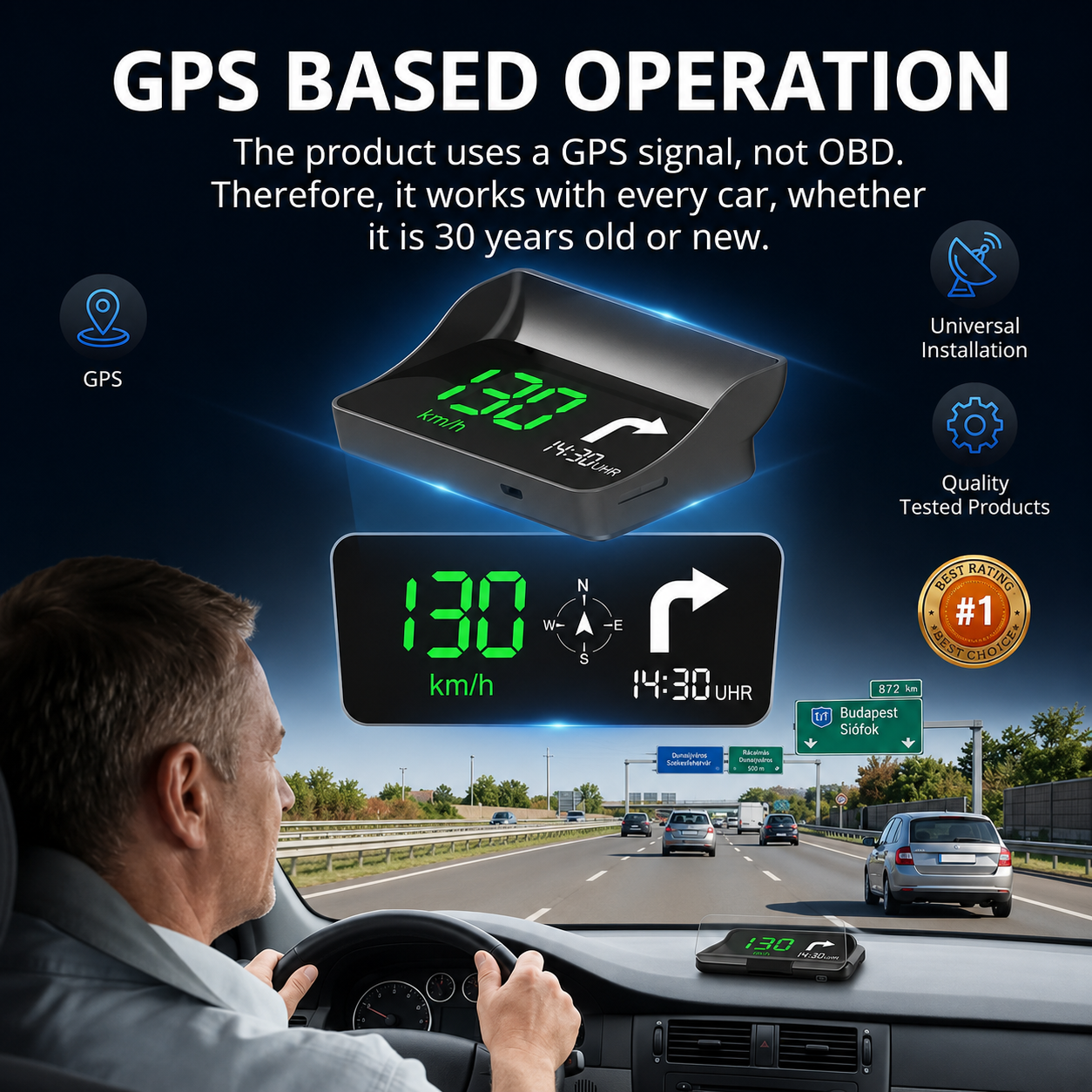 🚗🛰️ Head-Up Display (HUD) Auto-GPS Digitale snelheidsmeter – houd je ogen op de weg, voorkom boetes. 50% KORTING!