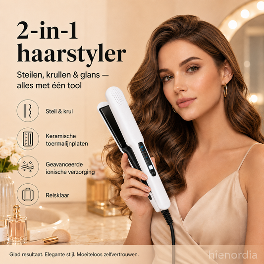 💎 2-IN-1 PERFECTIE! ✨ Stijl én krul in één apparaat – met negatieve ionen voor zijdezacht, glanzend haar zonder hitte-schade.