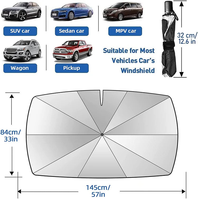 Autoruiten parasol - opvouwbare auto paraplu zonneschermhoes. Anti-UV autoruit (thermische isolatiebescherming) autoruithoezen voor de meeste auto's