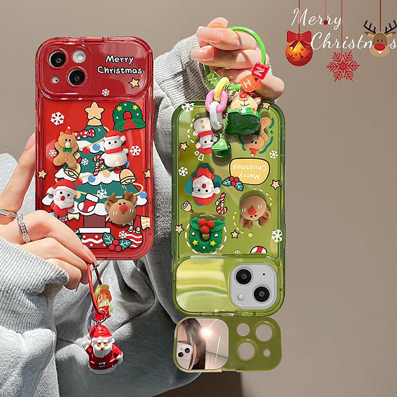 🎄 Kerstboom Bedel met Flip Spiegel Hoesje voor iPhone 🎅