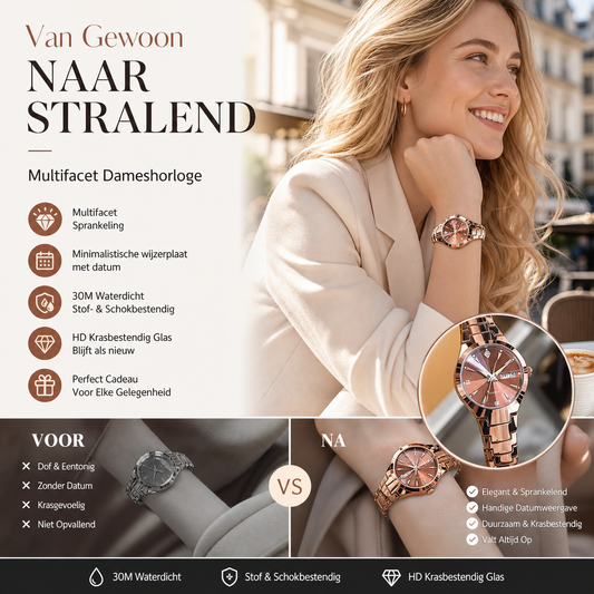 ⌚ 50% korting op elegant dameshorloge – waterdicht, stijlvol en perfect voor elke gelegenheid.