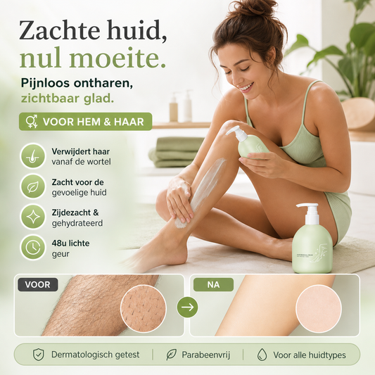 🧴 50% korting op milde ontharingscrème – haarverwijdering in 5 minuten, niet-irriterend en geschikt voor gevoelige huid.