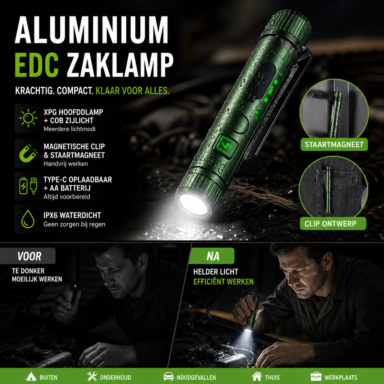 🔦 50% korting op penvormige magnetische werklamp – 3 lichtstanden, oplaadbaar en stevig, ideaal voor nauwkeurig werk.