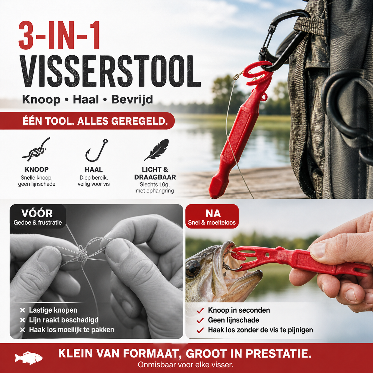 ✨🎣 50% korting! 3-in-1 multitool – 🔪 mes, 🧰 tang & ✂️ knipper in 1 – onmisbaar voor elke visser!