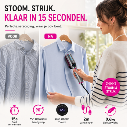 👔✨ 50% korting! Dr.Flash kledingstomer – 🔥 15s opwarmen, 📐 2-in-1 strijken & stomen, 🧳 compact voor reis!