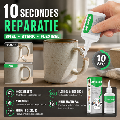 🔥 2 voor 1! Snelhardende lijm – hoge hechtkracht, droogt in 1 min, voor metaal, hout & kunststof. Repareer alles snel! 💪✨