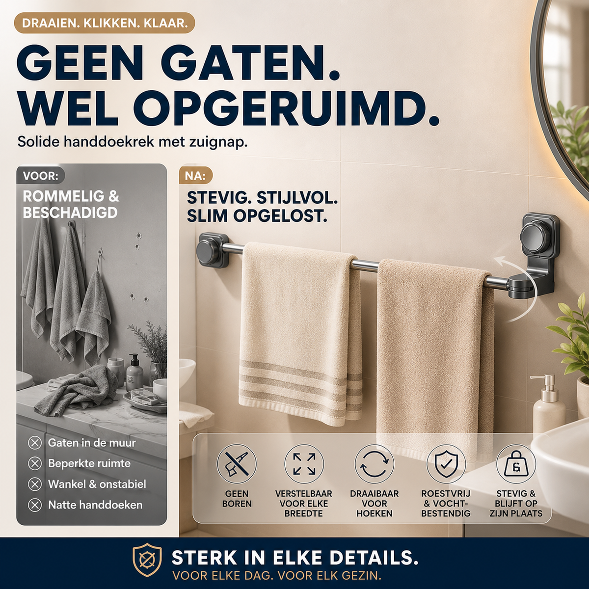 🚿 50% korting! Zuignap multifunctionele houder – hangt handdoeken, badjassen, kleding & tassen. Sterk, zonder boren & overal te gebruiken! ✨🧥