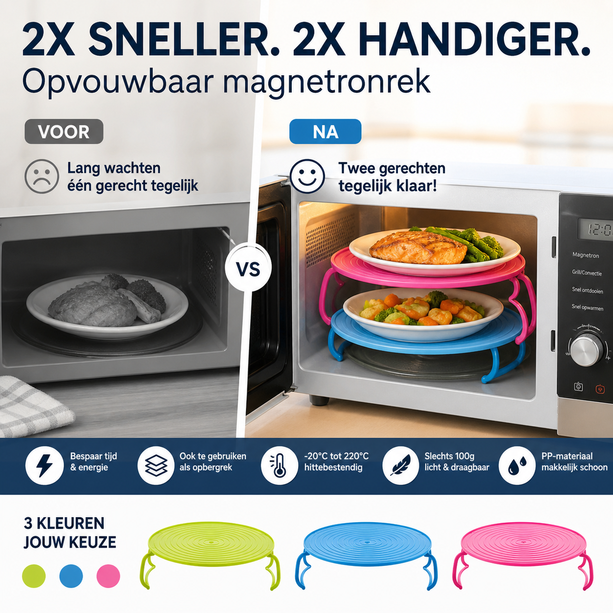 🍱 50% korting! Opvouwbare magnetronschaal – verwarm 2 gerechten tegelijk, hittebestendig tot 220°C. Bespaart tijd & ruimte! ⚡✨