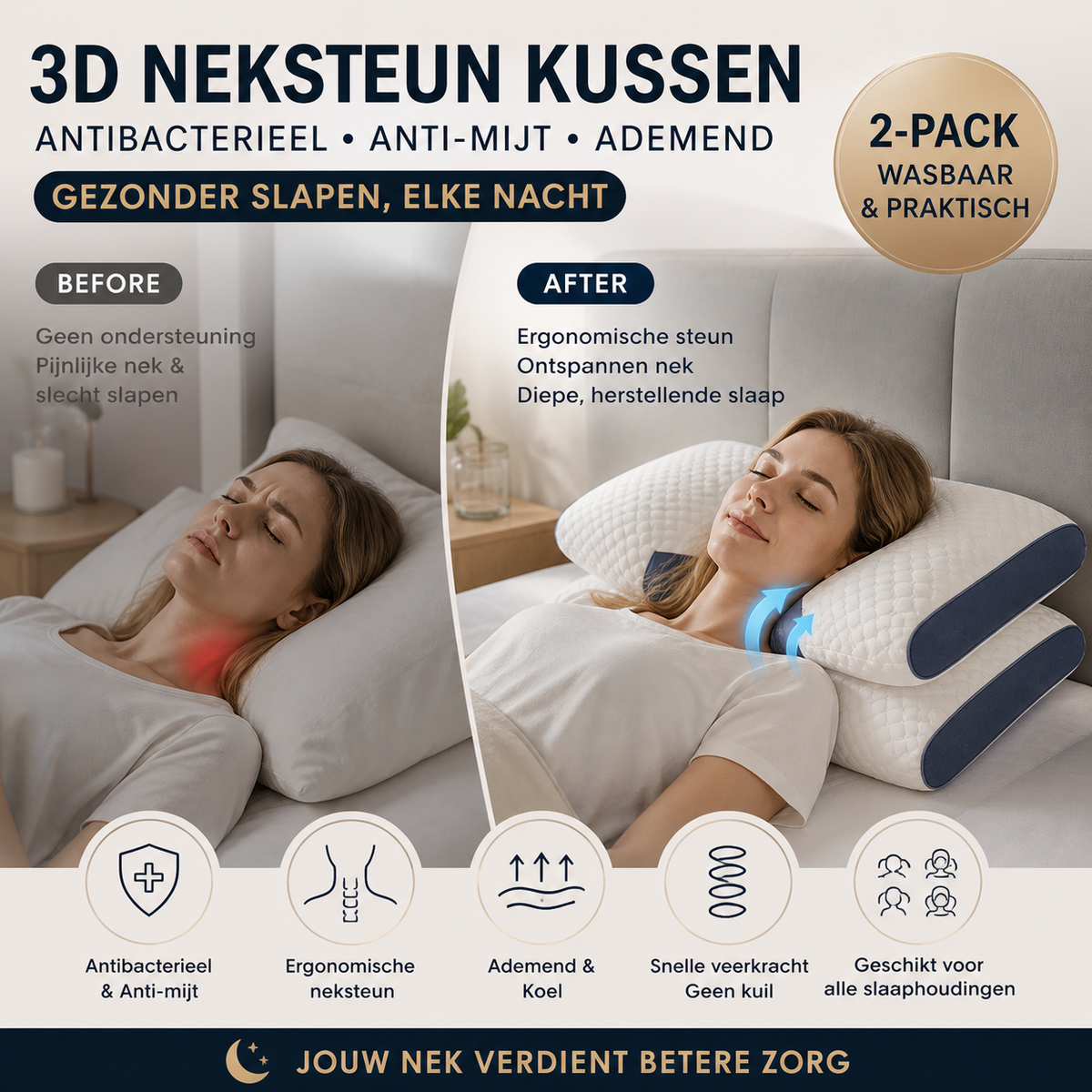🛏️ 50% korting! Ergonomisch contour slaapkussen – hoogwaardige kern, ondersteunt nek & schouders. Voor een comfortabele, pijnvrije nachtrust! 💤✨