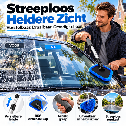 Magnetische autoruitreiniger met twee onderdelen | Reinigingsset voor autoruiten zonder strepen