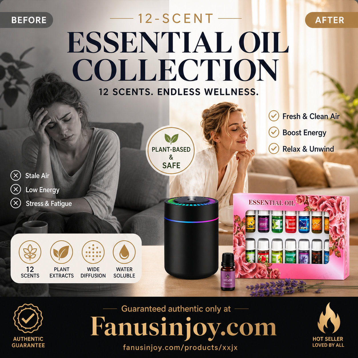 ⏳ Flitsaanbieding! ✨ 12 geuren voor elke stemming – ontspanning, energie, frisheid. Wateroplosbaar, verstopt je diffuser niet. Kies met of zonder verstuiver 🎉