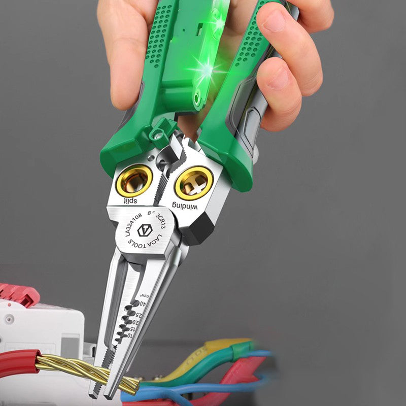 🔥8-in-1 multifunctionele draadstripper-schaar met elektrische testfunctie