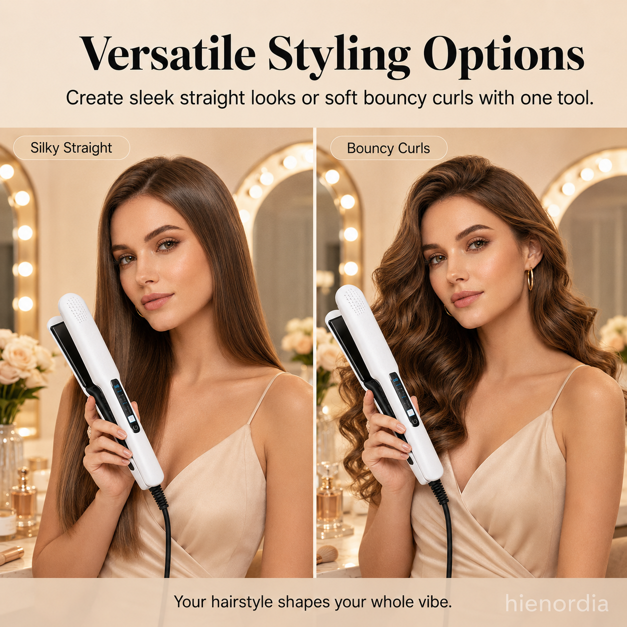 2-in-1 Haarstraightener en Krultang met Negatieve Ionische Verzorging