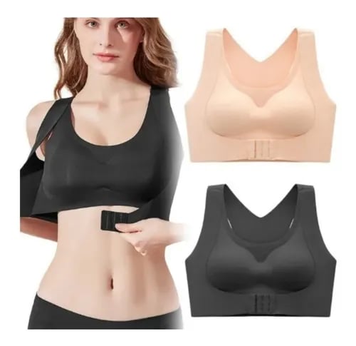 ⚡ 50% korting! Beugelvrije beha met gekruiste rugbandjes & voorste sluiting. Corrigeert houding, biedt comfort & ondersteuning. 🩰💕