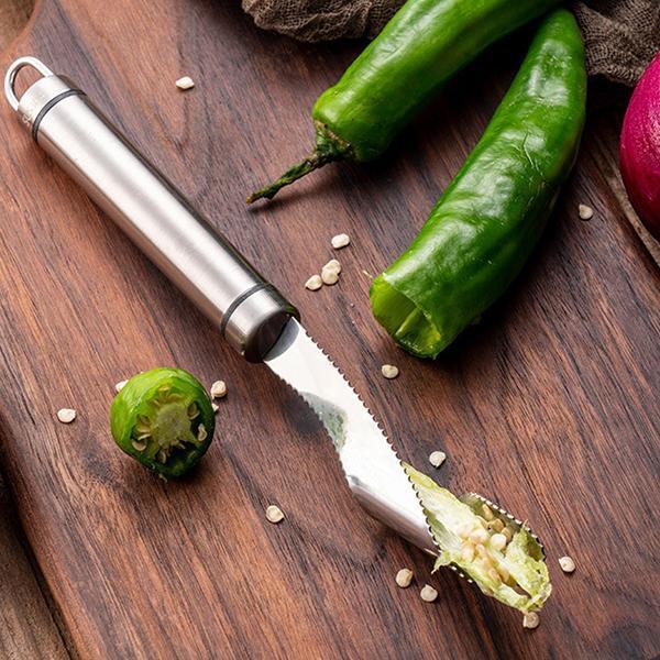 🌶️ 50% korting! RVS paprika-ontkerner – gekartelde snijrand, draai & trek de kern eruit. Ook voor andere stevige groenten – 22 cm, eenvoudig schoon te maken! ✨🔪