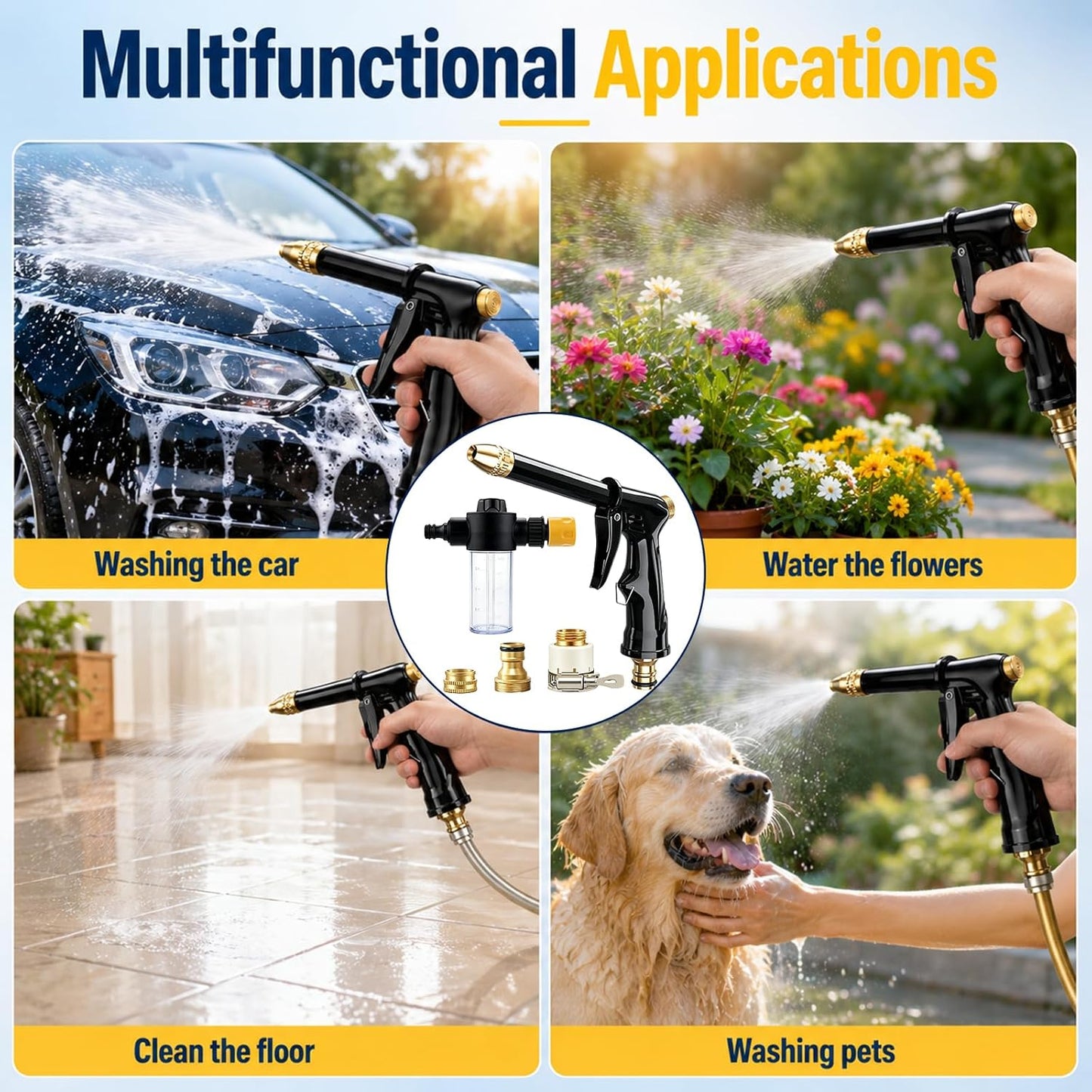 🔫💦 BUY 2 GET 1 FREE! Dit is geen tuinslang, dit is een waterkanon! Spuit je auto blinkend schoon, je terras als nieuw, en je planten overleven de droogte – allemaal met één trekker!
