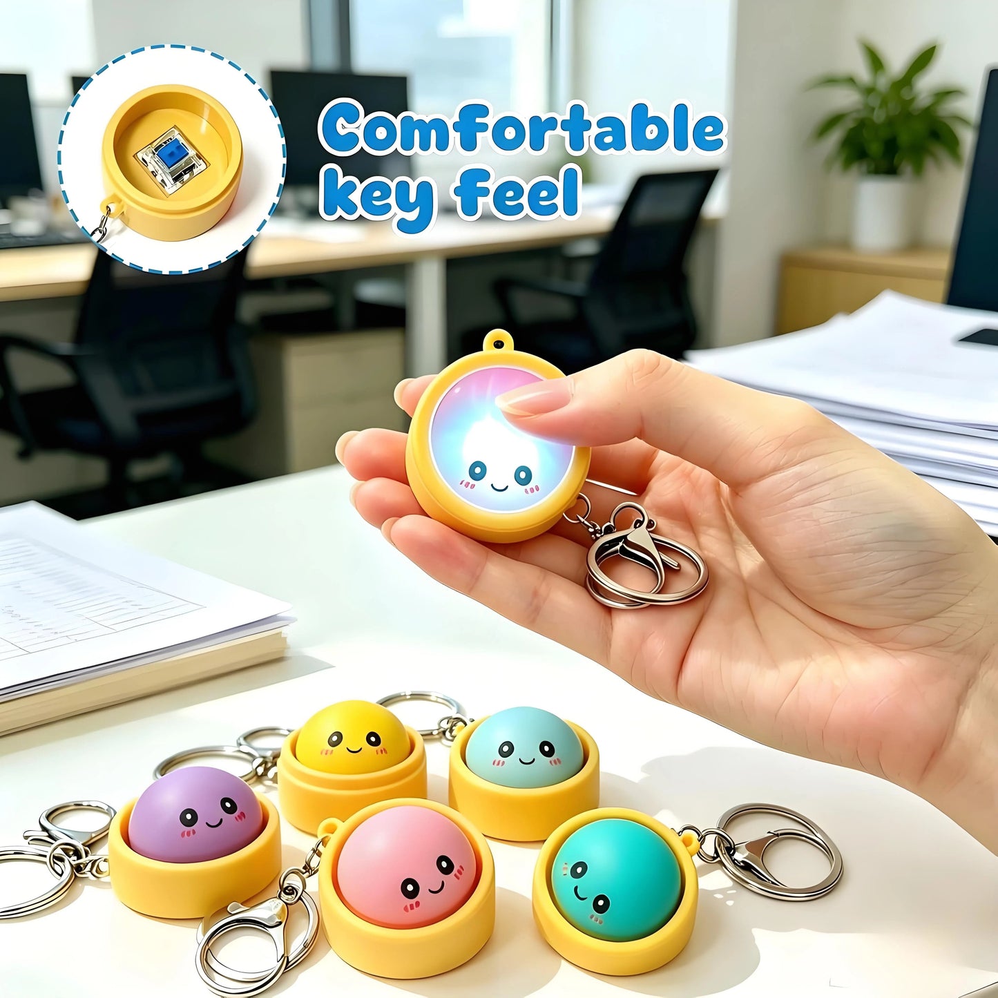 🔥 LAATSTE DAG – 50% KORTING! 🔥 🥟 Schattige Dumpling Knijpbare Fidget Sleutelhanger – met aanraakgevoelig licht ✨