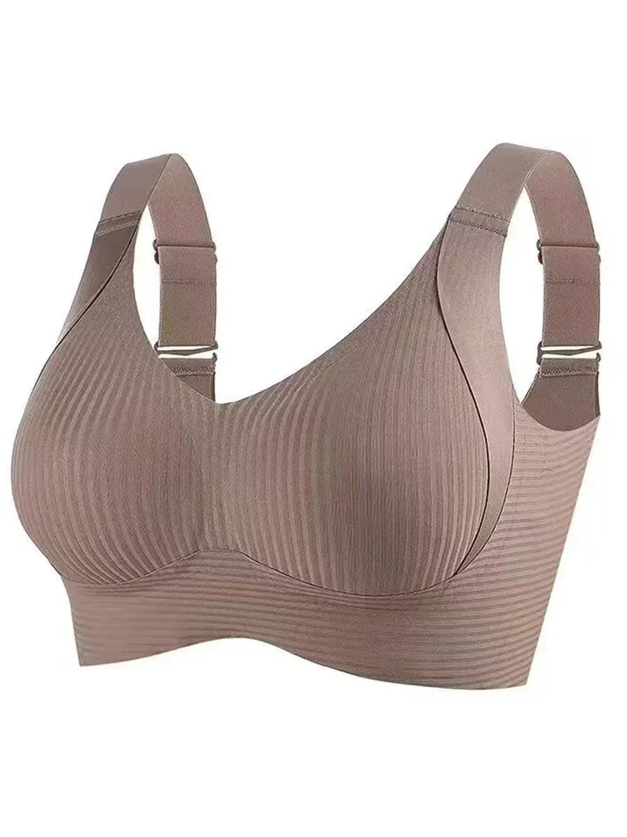 🎁Koop 1, krijg 2 gratis, 💕Geribbelde zijden push-up bh voor dames zonder stalen ring, verstelbaar🌸