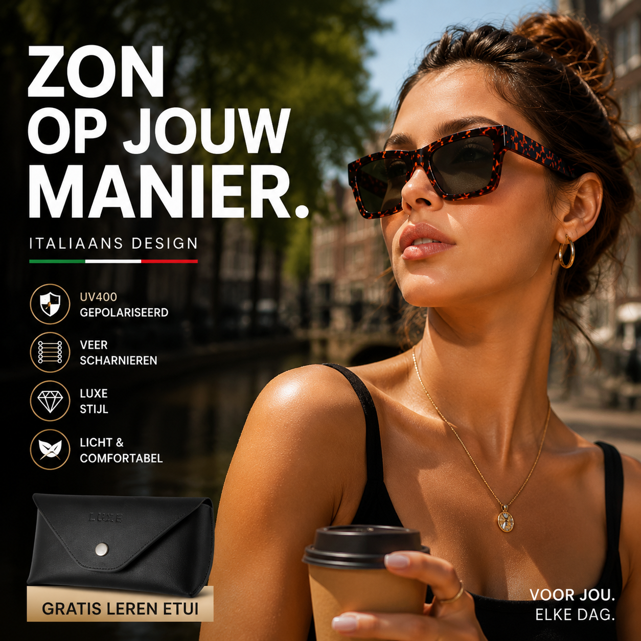 🕶️ Italiaans ontworpen polaroid-zonnebril – UV400 en flexibele scharnieren voor ultiem comfort! ✨