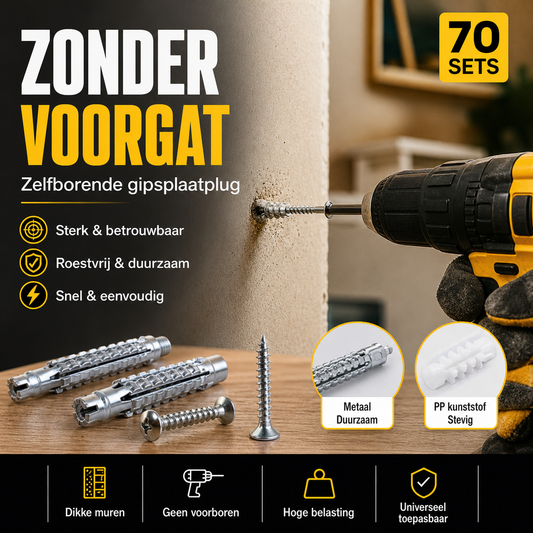 🔩 Geüpdatete expansieschroef met kartelrand – grijpt stevig in elke ondergrond, geen uitslag meer.