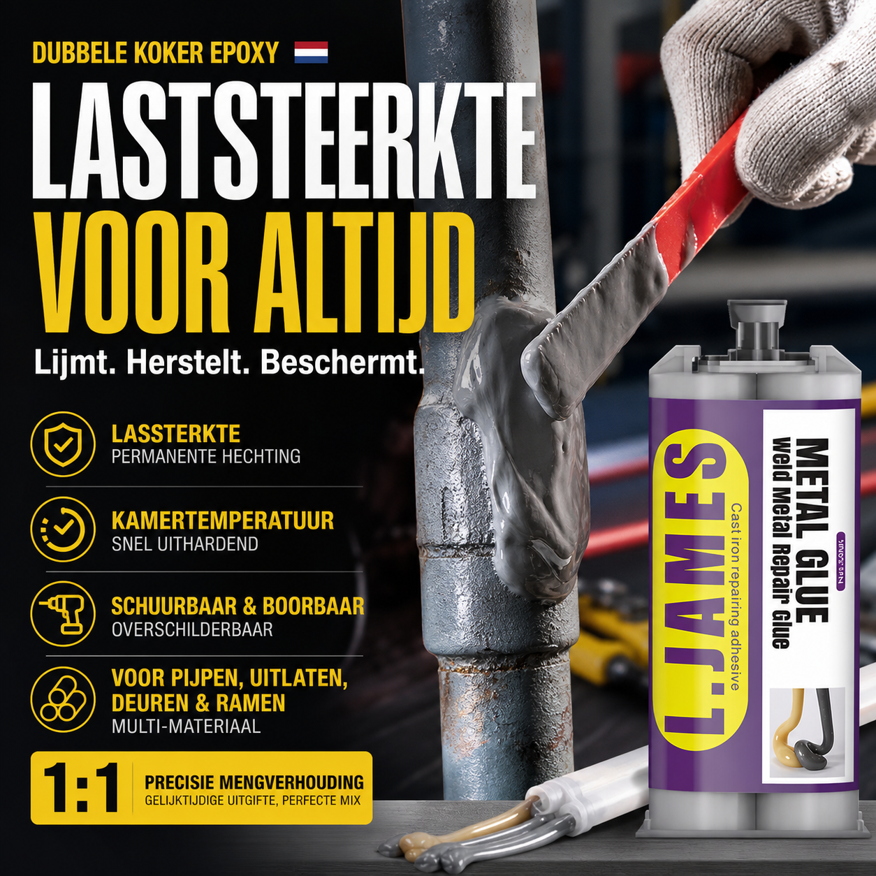 🔩 50% korting! Koud lasmiddel voor uitlaat & leiding – hittebestendig, slagvast en stopt lekkages voorgoed. Geen lassen nodig.